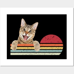 Funny Cute Cat Retro Vintage Cat Crazy Posters and Art